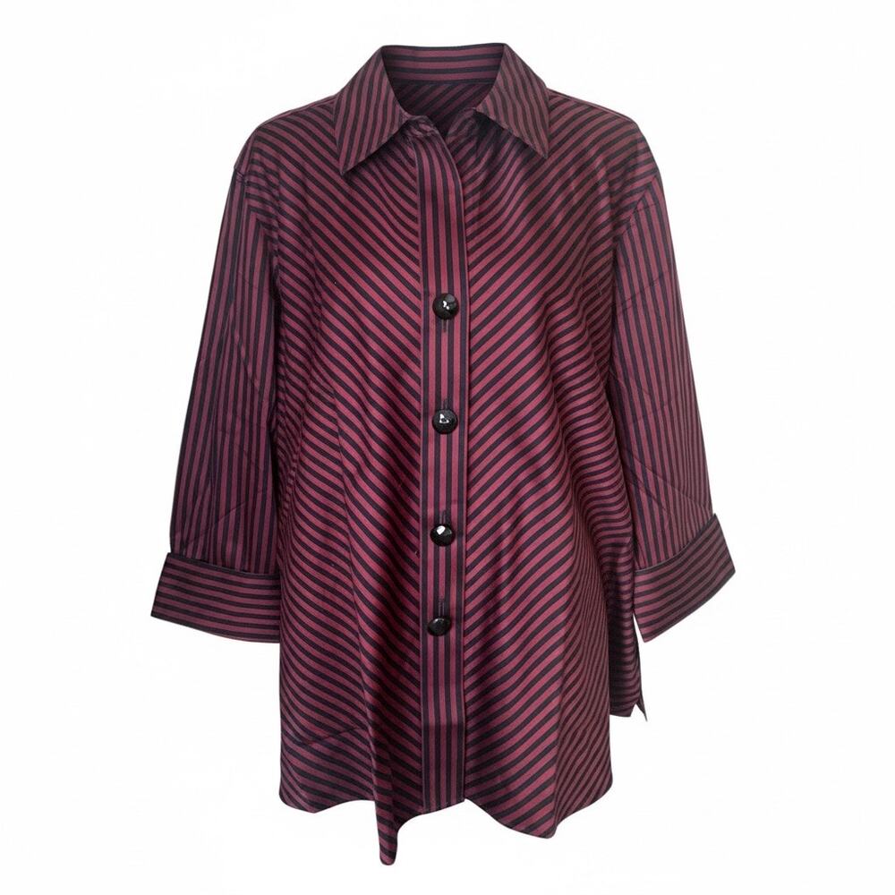 NWT Foxcroft Wrinkle Free Stripe Button Up Size 20W Career Office Workwear